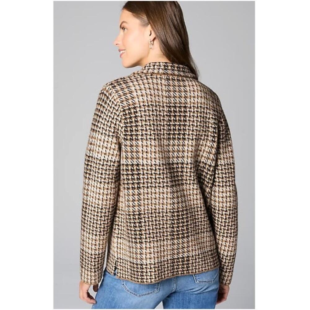 J. JILL NWT Plaid Button Front Sweater Wool Blend Houndstooth Cardigan // M - Picture 2 of 12